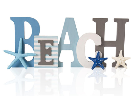 caiydramy Beach Sign with 3 Pcs Starfish Decor, Desk Wall Table Home Decor