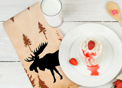 XFN 3 Pcs Wild Animal Deer Moose Bear Forest Camping Kitchen Towels