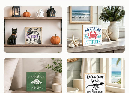 PISHOVI Ocean Turtle Wooden Box Sign, Rustic Sea Turtle Shelf Decoration