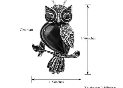 Jovivi Owl Gifts Vintage Owl Necklace Healing Crystals Stone Necklaces