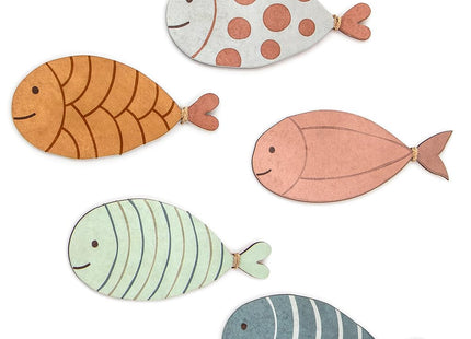 ajdvart Wooden Fish Wall Decor - 5 Pcs Nautical Coastal Wall Art for Home