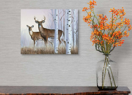 CANVAS ON DEMAND Deer in Birch Woods Canvas Wall Art Print Contemporary, Home Decor, Buck, Cervine Artwork, 14" x11in