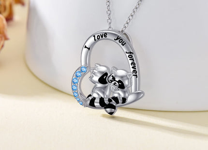 MISTBEE Mothers Day Gifts Raccoon Necklace for Mom Women 925 Sterling Silver Two Raccoon Necklaces Raccoon Jewelry for Birthday Christmas