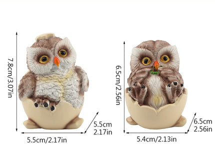 Restynic Owl Figurines Decor, 2 Piece Resin Owl Shelf Statues