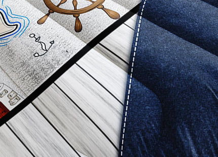 Blue Ocean Nautical Comforter Set Twin Vintage Pirate, 2 Pillowcases