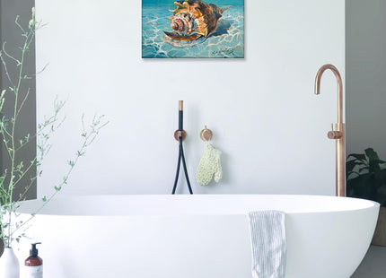 JZLDZS Blue Ocean Beach Seashell Wall Art, 12x16 Inch Framed