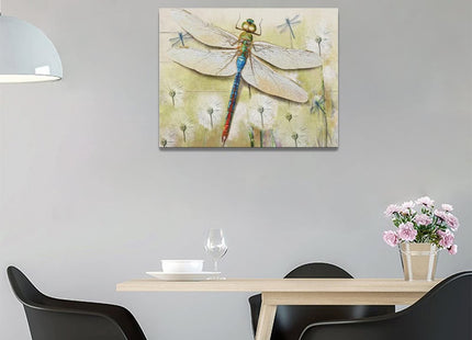 dollffey Dragonfly Wall Art Dragonfly Dandelion Pictures Wall Decor Canvas Prints Framed Modern Painting Artwork Dragonfly Gifts for Girl Women Bathroom Bedroom Kitchen Dining Room Office 16"x12"