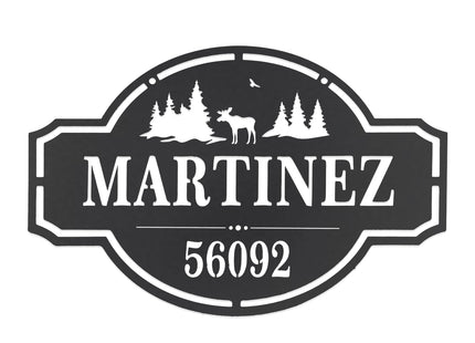 Custom Moose Metal Address Sign - Personalized Wildlife House Number Plaque, Northern Cabin Decor, Durable Steel, 12-30 in, Home on the Range (12 inch)