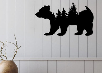 Resama Metal Wall Art Forest Modern Pine Tree Animal Bear Rustic Art Decor