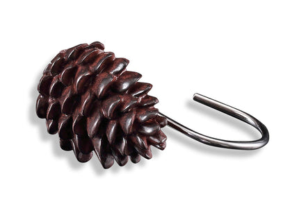 CHICTIE Pinecone Shower Curtain Hooks,12 Christmas Shower Rings Hangers