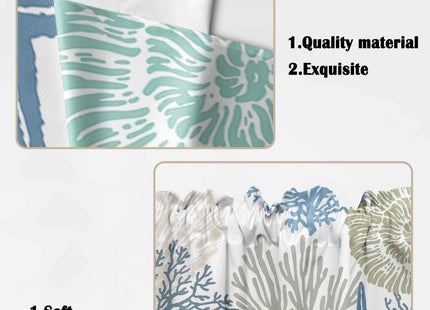 TweetyBed Swag Curtain Valances Nautical Coastal Ocean Coral Swag Kitchen Curtains Valances for Windows Starfish Beach Blue Teal Window Curtain Tiers for Kitchen Bedroom Living Room 56" W x 36" L