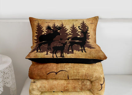 Erosebridal Deer Comforter Set Hunting Bedding Set for Kids Boys Girls Cabin Farmhouse Woodland Animal Comforter Camo Bedroom Decor Warm Rustic Leaves Antlers Wolf Bear Tree Duvet Quilt