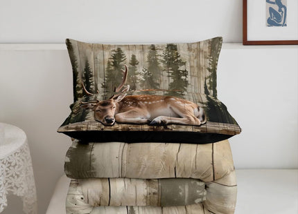 Feelyou Deer Comforter Set Hunting Bedding Set for Kids Boys Girls Wild Animal Comforter Rustic Cabin Quilt Set Bedroom Collection 2Pcs Toddler Size