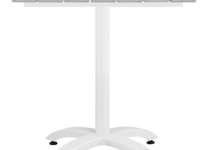 Oakestry Maine 28 Inch Outdoor Patio Dining Table with Synthetic Wood Slat Top, Powder Coated Aluminum Frame, Modern Outdoor Side Table, White Light Gray