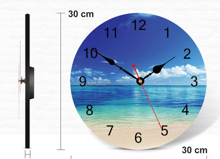 TAHEAT Coastal Beach Wall Clock, Blue Nautical Bathroom Decor, Decorative Battery Operated Silent Non Ticking Wall Clocks for Living Room Kitchen Bedroom Office, 12 Inch
