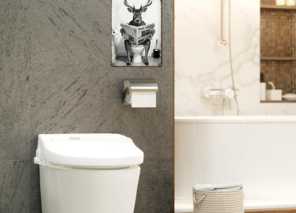 UBIMKW Deer Bathroom Metal Tin,Deer on Toilet Sign
