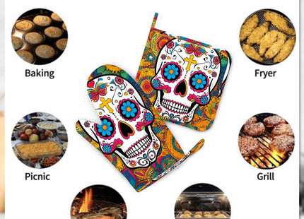Mxocom Lighthouse at Night Heat-Resistant Oven Mitts and Pot Holder Moon and Stars in The Evening Sky Kitchen Non-Slip Cooking Microwave Gloves for Cooking Baking Grilling