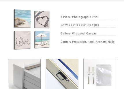 ARTISTIC PATH Sandy Beach Seaside Graphic Artwork Starfish Seashells Canvas Wall Art Coastal Pictures Prints
