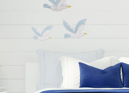 HEALLILY Mediterranean Style Seagull Wall Hanging Decoration 3Pcs Resin Seabirds Nautical Wall Sculptures Coastal Home Decor for Living Room Bar Cafe
