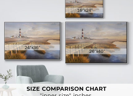 Renditions Gallery Wall Hangings Floater Framed Paintings Asthetic Lighthouse Private Path Decorations Artwork Prints for Home Kitchen Bedroom - 25"X37" White Frame GAL001