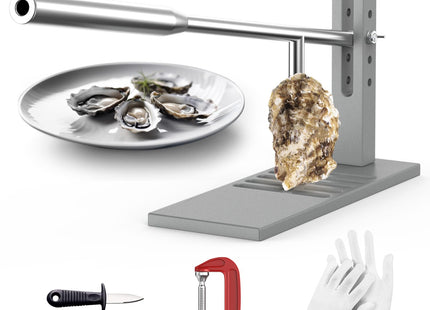 Stainless Steel Oyster Shucker Tool,Portable Oyster Shucking Knife,Easy to Use Oyster Knife,Oyster Opener Machine for Home Use,Including Two Oyster Shucking Knife,a pair of Glove and one G-Clamp.