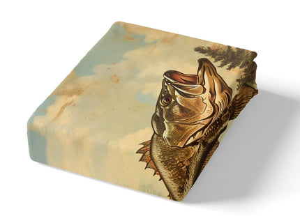 Bass Fish Bedding Set Full Size,Lake House Retro Rustic Style Duvet Cover Set Kids Boys Girls Room Decor,Hunting and Fishing Theme Comforter Cover 3Pcs,Wild Animal Lake Bedspreads Cover,2 Pillowcases