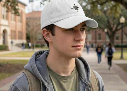 Soft Baseball Cap Nautical Compass White Design Only Dad Hat