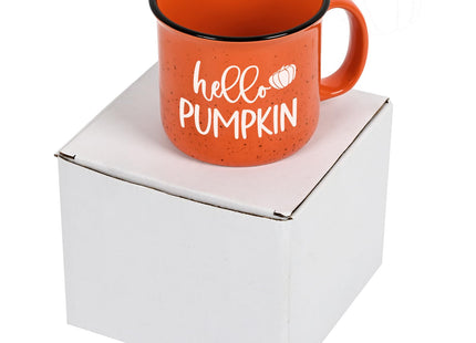 Maustic Fall Coffee Mug, Hello Pumpkin Mug, Seasonal Decor for Home Camping, Perfect for Fall, Thanksgiving, Cute Pumpkin Cup 15 Oz