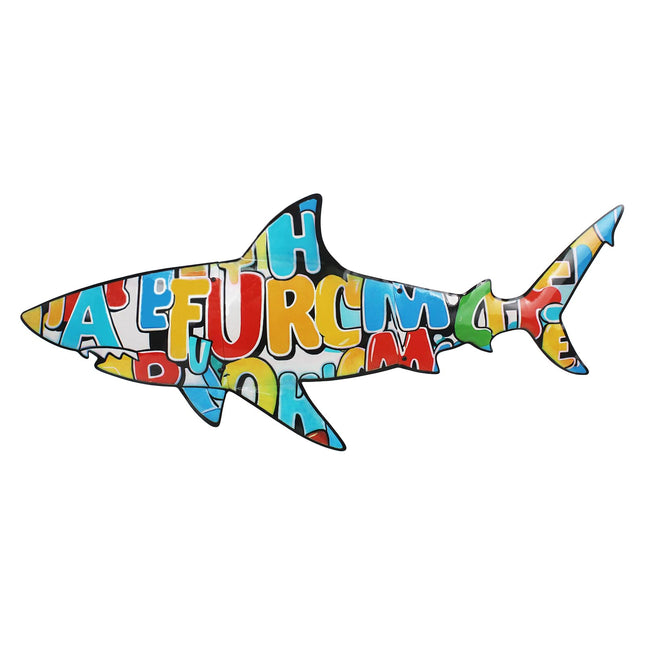 dreamskip 40" Shark Metal Beach Wall Decor Art, Ocean Themed Sea Fish Wall Sculpture, Coastal Outdoor Decor For Garden, Pool, Fence, Patio Indoor