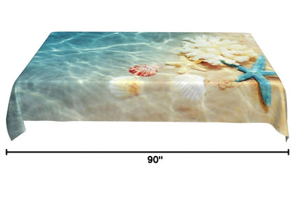 mutakin Beach Coral Seashell Tablecloth Summer Table Cloth Washable Rectangle Table Cover for Decoration Kitchen Dining Room 60x90 Inch