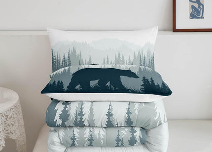 Woodland Comforter Set Kids Boys Girls Teens,Bear Wild Animal Twin