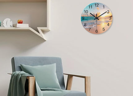 Constantplanet Glass Coastal Wall Clocks Battery Operated 14 Inch