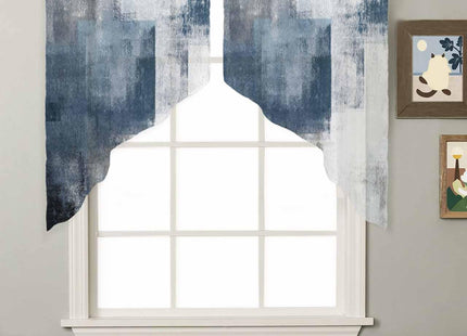 Blue Coastal Coral Swag Curtain Valance for Kitchen Window,Nautical Marine Life Voile Sheer Tier Curtains,Farmhouse Ocean Beach Rod Pocket Short Swag Topper for Small Windows Cafe 28"x36" 2 Panels