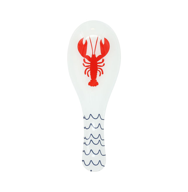 Pavilion - Lobster - Glass 9.25" Spoon Rest Waterfront Lake Boat Beach Ocean Seaside Kitchen Decor
