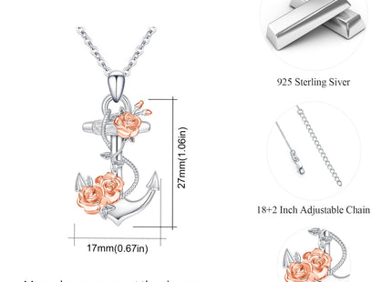CRWENG Silver Anchor Necklace for Women Nautical Ancla De Plata