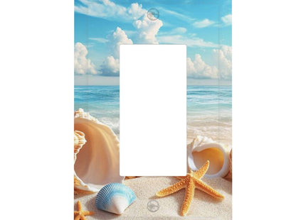Beach Coastal Seashore Sea Starfish Shell Sand Decorative Outlet Covers 1 Gang Single Rocker Light Switch Cover Plate Wall Plates GFCI Faceplate for Bathroom Home Decor