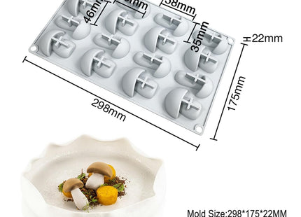 mostsom Silicone Mushroom Molds Nonstick Baking Pan Silicone Molds for Chocolate, Candy, Jelly, Ice Cube, Muffin (Mushroom N_11.92x7x0.88inch)