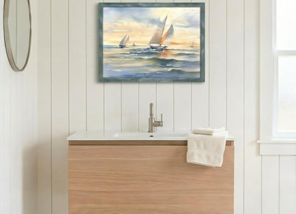 arttitue Framed Sailboat Wood Wall Art, Ocean Seascape Picture, 11''x16''