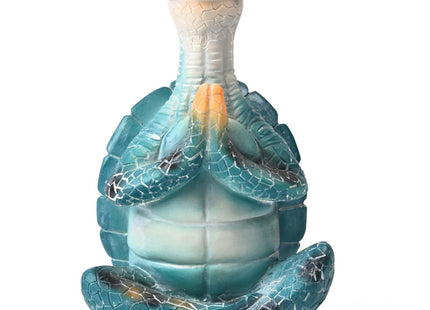Boobezeen Sea Turtle Meditation Yoga Decor, Zen Resin Statue & Garden Figurine of Meditating Turtle — Coastal Beach & Home Office Desk Decorations, Calming Gift for Mom (Blue Prayer)