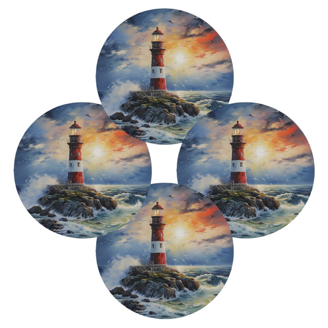 Nautical Lighthouse Round Placemats Set of 4, Table Mats Place Mats