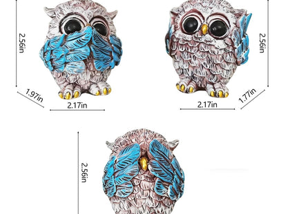 keqmsxi 3 Pcs Owl Decor Statue,Small Sculptures Owl Gifts for Women Men