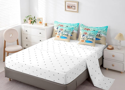 Erosebridal Nautical Ocean Comforter Set,Summer Beach Bed in A Queen