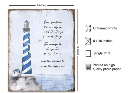 Twelve Steps and Twelve Traditions Wall Art - Serenity Prayer Wall Decor - Lighthouse Decor - Alcoholics Anonymous Picture - AA Sobriety Gifts - 12 Steps Decorations Art Prints