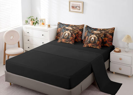 Feelyou Hunting Camo Bear Comforter Set Queen Size 7 Pieces Realistic Tree American Flag Bear Bedding Set Kids Adult Rustic Farmhouse Bed in a Bag with Comforter, Sheets, Pillowcases, Cushion Covers
