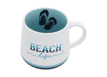 Pavilion Gift Company - Beach Life - Flip Flops - 18 oz Waterfront Ocean Seaside Coastal Tea Cup Coffee Mug Drinkware Outdoorsy