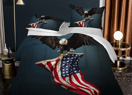 Albideyaa Wildlife Bald Eagle Kids Comforter Sets Full Size Bed Bedding Set Nature Snow Forest 3D Print Duvet Animal Theme Boys Girls Teens Adult Quilt Set with 2Pillowcase
