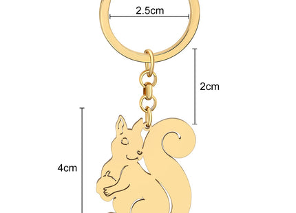 DOWAY Cute Stainless Squirrel Keychains Gifts Nature Animals Keyrings Jewelry Handbag Car Accessories Charms for Women Girls (Silver Squirrel A)