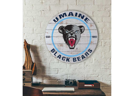 KH Sports Fan Maine Black Bears Weathered Circle Sign, 20x20 Inches, Black Bears Decor for Dorm Room, Bedroom, Fan Cave, Living Room; Display Your Team Spirit with This Unique University of Maine Black Bears Wall Art