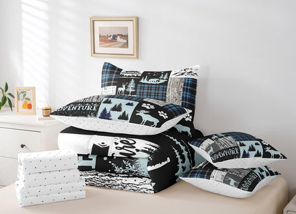 Erosebridal Bear Elk Deer Comforter Set 7 Piece Bed in A Bag Twin