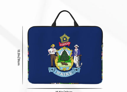 Maine State Flag Print 14in Laptop Case Sleeve Bag â€“ Portable Handle, Business Travel, Accessory Pocket for Notebook, Tablet